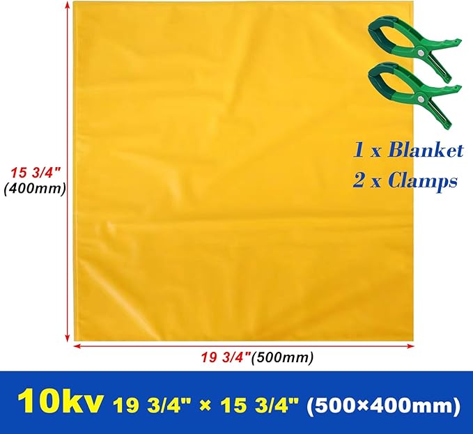 2-Pack Electrical Insulating Blanket Safety Insulated Blanket to Cover Service Panel/Busbar/Power Portable Electric Shock Blanket 4 Clamps(10kv-19 3/4 x 15 3/4 (50x40cm))