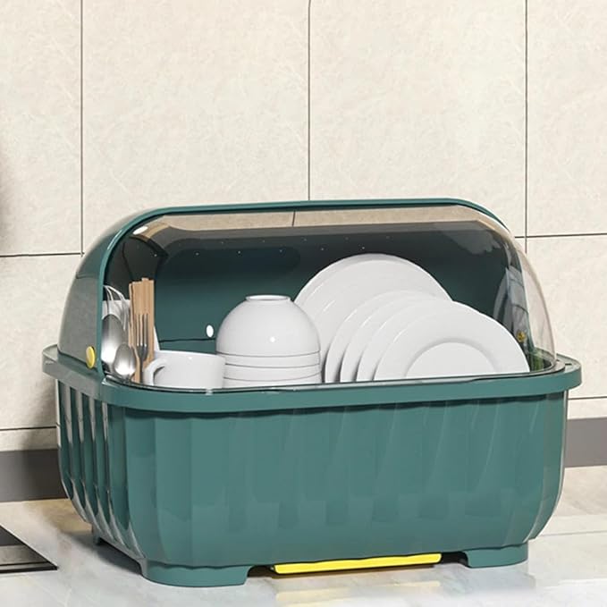 Green Kitchen Drain Cabinet With Lid Bowl Box For Storing Dishes