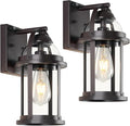 OKELI Dusk to Dawn Outdoor Wall Lights Waterproof Lighting Fixtures Rustic Farmhouse Wall Lanterns with Clear Glass Shades Anti-Rust Outside Lights for Garage Patio Porch(Brown 2 Pack)