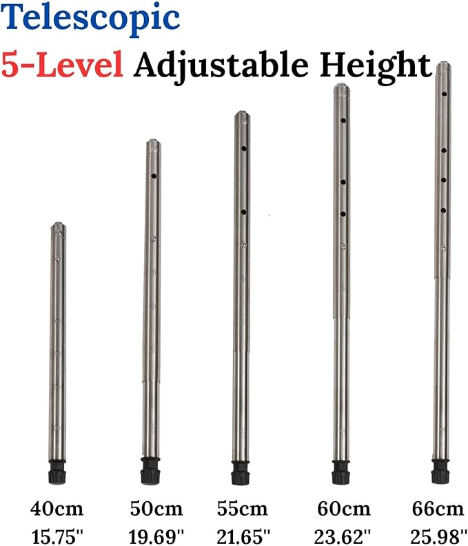 IGT Camping Table Legs 304 Stainless Steel Adjustable Height Telescopic Design Tool-Free InstallationCompatible with Most IGT Frames Outdoor Cooking Picnic BBQ (Set of 4) (M (15.7”–26.0”))