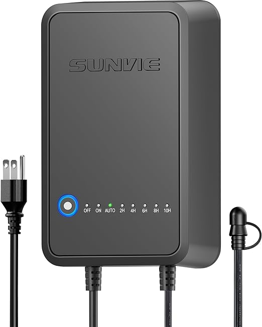 SUNVIE 100W Low Voltage Landscape Transformer Weatherproof Low Voltage Transformer with Photocell &amp Timer 120V AC to 12V DC Landscape Lighting Transformer for Outdoor Spotlights Path Lights Step L