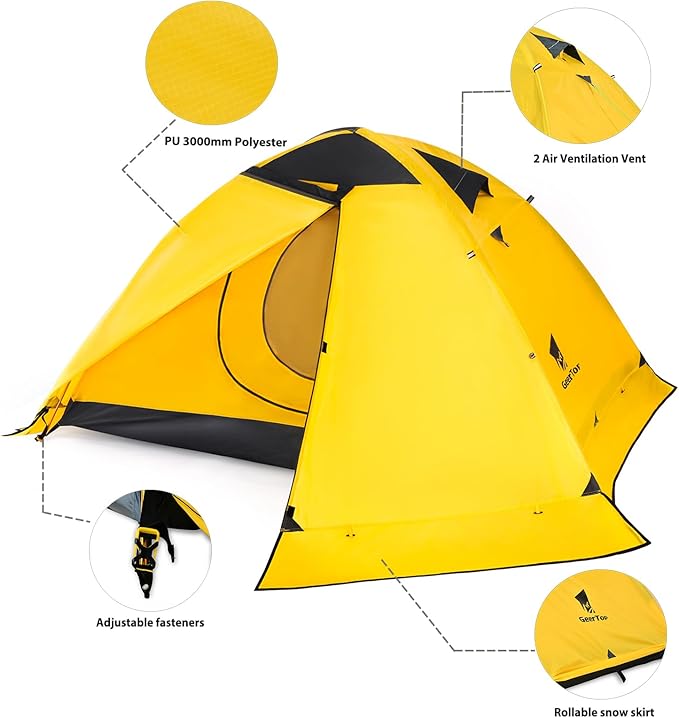 GEERTOP Ultralight 2 Person Backpacking Tent 4 Season Waterproof Camping Tent Double Layer Cold Weather Easy Set Up Tents for Family Camp Hiking Hunting Outdoor Mountaineering Travel