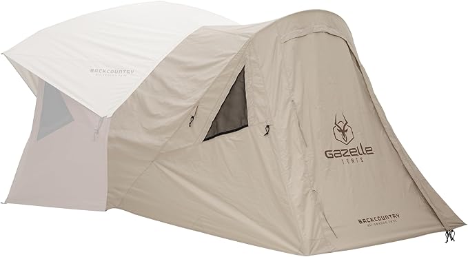 Gazelle Backcountry™ T5 Vestibule – 43 sq. ft. Enclosed Extension Room for Basecamp 660 Shelter Ripstop Polyester Construction Zippered Panels Includes All Terrain Stakes GBACA03