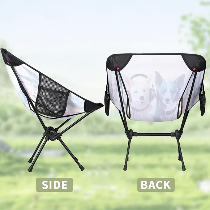 Animal Dog Pattern Camping Chair Lightweight Portable Chairs for Adults Easy Installation Outdoor Foldable Camping Chair for Camping Fishing Hiking Picnic Beach