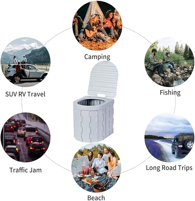 Portable Toilet Kit Camping Toilet with Pop-Up Privacy Tent Toilet Bags Washable Portable Outdoor Showers Changing Rooms