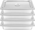 4 Pack Steam Table Pans with Lid 9L/2.38Gal Stainless Steel Hotel Pans Food Storage Container Commercial Buffet Warmer Catering Supplies for Restaurants Hotels Buffets