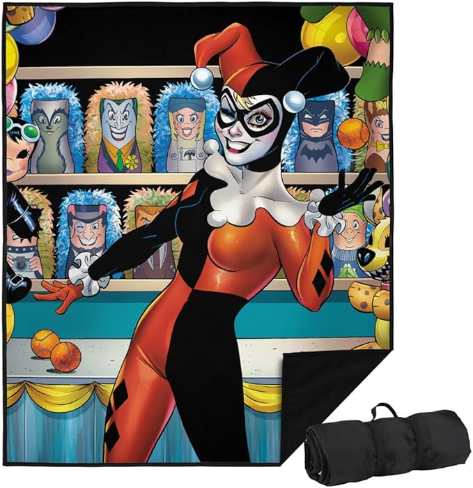 LOGOVISION Batman Harley Quinn Carinval Outdoor Blanket for Picnic Beach Camping Park Tailgate 50x60