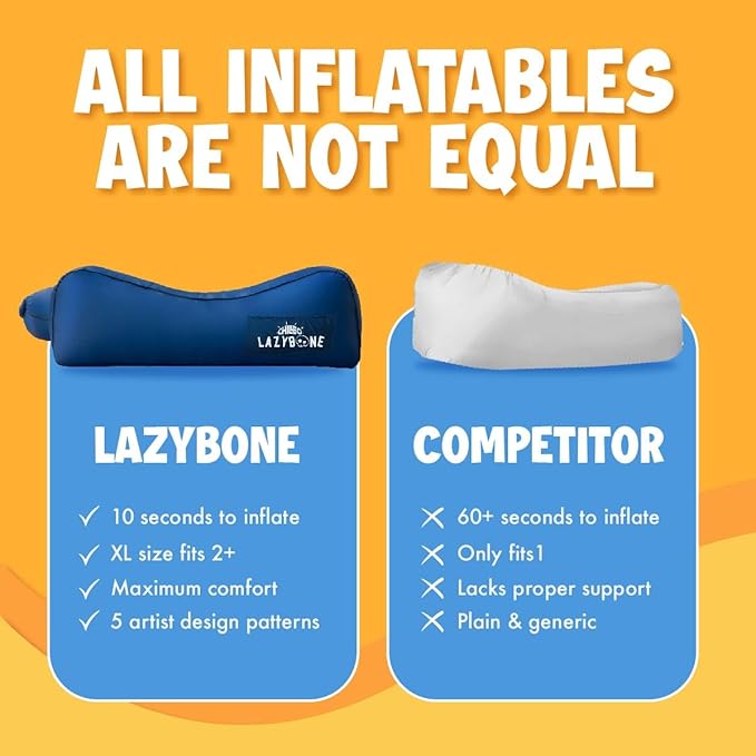 Chillbo Lazybone Inflatable Lounger - Ultimate Inflatable Couch for Maximum Chill - The Perfect Blow Up Couch for Music Festivals Or Lounger for Camping