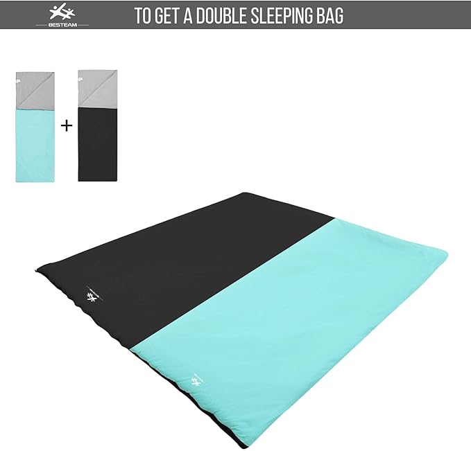 Warm Weather Sleeping Bag - Portable Waterproof Compact Lightweight Packable for Kids Teens Adults Camping Backpacking Hiking Spring Summer Fall