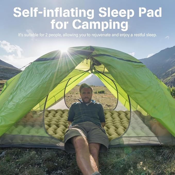 78.7 X 55 X 3.9 Inches Inflatable Sleeping Mat for Camping with Foot Pump and Adjustable Pillow