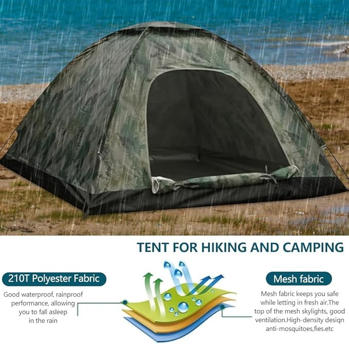 Camping Tent 2/3/4 Person Waterproof &amp Windproof Tents with Rain Fly and Carrying Bag Easy Setup Instant Family Travel Tent for Backpacking Hiking Camping