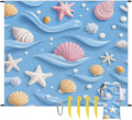 Waterproof Sandproof Beach Blanket 59''×68'' Ocean Decoration Shell Polyester Outdoor Picnic Blanket with 4 Stakes &amp Storage Bag for BeachCampingVacation