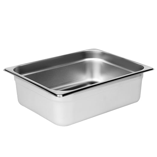 FSE Steam Table Pan Set 1/2 Size 4 Deep Anti-Jam 24 Gauge 18/8 Stainless Steel NSF Dishwasher Safe (Set of 12)