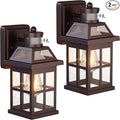 Bronze Outdoor Wall Lights with Motion Sensor ETL Exterior Light Fixtures Waterproof 2 Pack Anti-Rust Aluminum Porch Lights Dusk to Dawn Outdoor Lights Brown Lantern Sconces for House