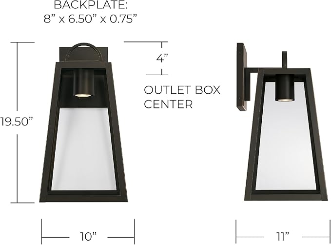 Capital Lighting 943712OZ-GL Leighton Night Sky Minimal Emissions Design Clear Glass Outdoor LED Wall Lantern 1-Light 7 Watt 20 H x 10 W Oiled Bronze