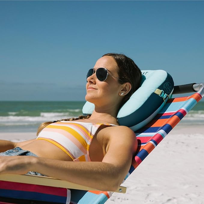 Ballast Beach Pillow – Comfy Durable &amp Compact Stays Put on Windy Beaches with Patented Sand Pouch Inflatable Pillow for Beaches Pools Camping Festivals and Travel (Oahu Floral)