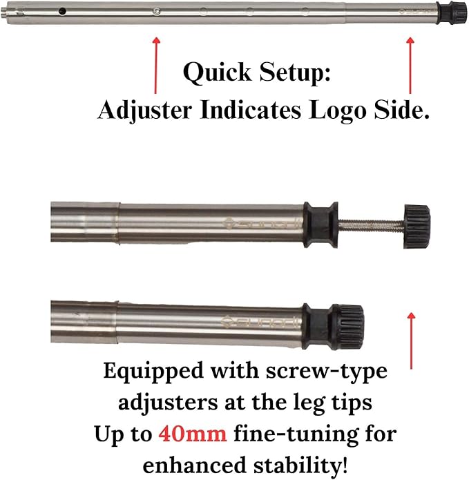 IGT Camping Table Legs 304 Stainless Steel Adjustable Height Telescopic Design Tool-Free InstallationCompatible with Most IGT Frames Outdoor Cooking Picnic BBQ (Set of 4) (S (11.8”–17.7”))