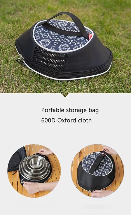 Set of 18 Stainless Steel Outdoor Camping Cookware Mess Kit Camping Dish Set Includes Plates Bowl Storage Bag18