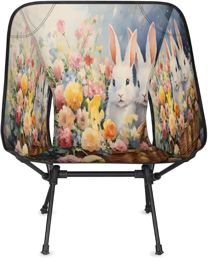 Animal Rabbits Camping Chair Lightweight Portable Chairs for Adults Easy Installation Outdoor Foldable Camping Chair for Camping Fishing Hiking Picnic Beach