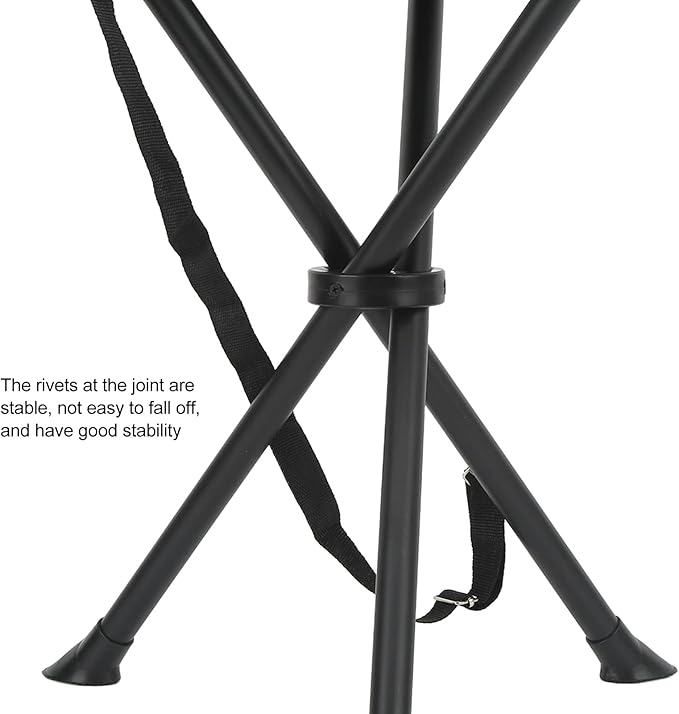 plplaaoo Folding Tripod Stool Heavy Duty Portable Anti Slip Foldable Chair for Outdoor Camping Fishing Picnics Made of 600D Oxford Cloth PVC Waterproof Coating (Black)
