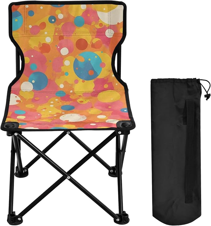 Blue Dots Portable Camping Chairs Folding Chair - Durable Oxford Fabric Lightweight Iron Frame Easy Fold Design - Ideal for Outdoor Activities Camping Fishing and Travel