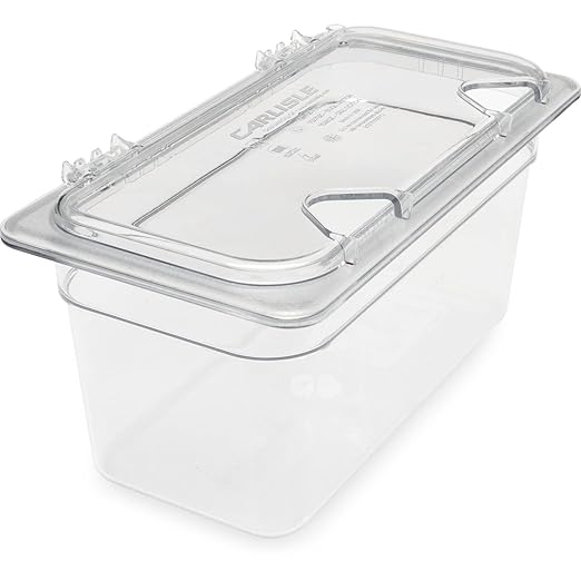 Carlisle FoodService Products Storplus Food Storage Container Food Pan Chafing Pan with Spoonable Corners for Catering Buffets Restaurants Polycarbonate (Pc) 1/3 Size 6 Inches Deep Clear