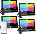 MELPO LED Flood Light Outdoor 500W Equivalent 5000LM Smart RGB Landscape Lighting with APP Control DIY Scenes - Timing - Warm White 2700K - Color Changing Uplight IP66 Waterproof US Plug (4 Pack)