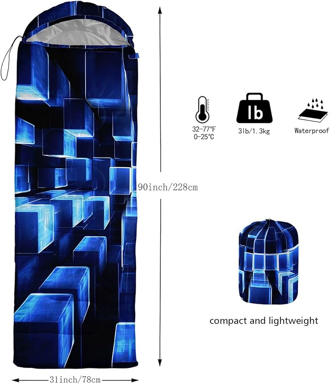Kids Sleeping Bag for Boys GirlsBohemian Cowboy Print-Lightweight Warm Portable Outdoor Indoor-Waterproof Cold Weather Resistant Sleeping Bag for Camping Hiking