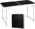 4.0 Ft Folding Portable Camping Table with Three Adjustable Heights RV Tables for Inside a Camper Outdoor BBQ Dining Picnic Cooking Beach Garden Black