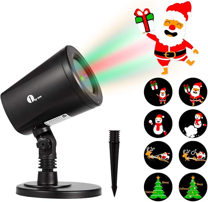 1byone Christmas Lights Projector Decorations Auto-Shifting Images &amp Switchable Pattern Outdoor/Indoor Use Ip65 Water-Resistant