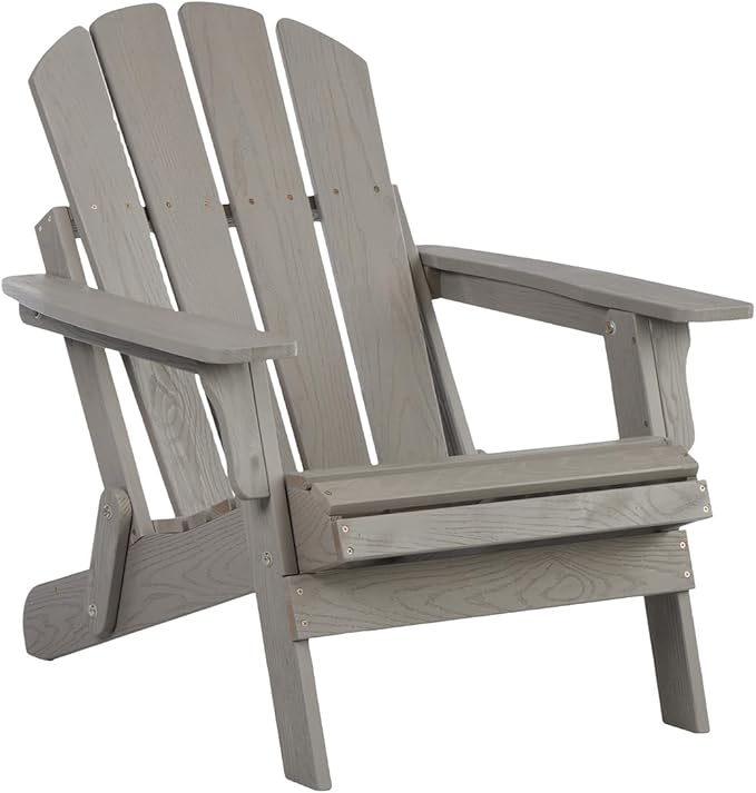 ZeHuoGe Oversize Embossed Wooden Outdoor Folding Chair with Pre-Assembled BackRest &amp SeatBoard Wood Patio Chair for Garden Backyard Porch Pool Deck Firepit