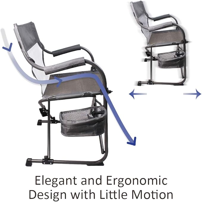 Heavy Duty Portable Foldable Director's Chair Gray - Perfect for Outdoor Use with Camping and Sporting Events Side Basket Has Storage for Everyday Essentials