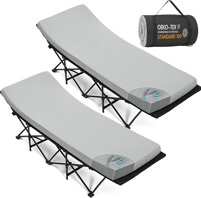 CYMULA Camping Cot Mattress 3in Memory Foam Sleeping PadSoft Warm Non-Slip Camping Mattress Topper with Retaining for AdultsPortable Roll up Pad for Travel