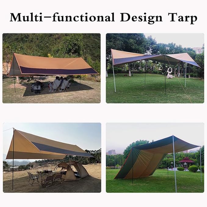 19x14 ft Large Camping Tarp Outdoor 8 Person Shelter Camping Awning (Without Tarp Pole)