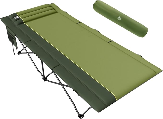Timber Ridge 31.8 W Extra Wide Heavy Duty Camping Cot for Adult Easy Set Up Oversized Sleeping Cot with Carry Bag for Camping Travel and Outdoors Support up to 450lbs Green