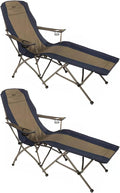 Kamp Rite KAMPFL145 Heavy Duty Steel Frame Soft Arm Portable Folding Outdoor Weatherproof Camping Lounger Lounge Chair with Carry Bag (2 Pack)