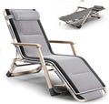 FWZJ Reclining Sun Lounger with Padded Cushion Lounge Chair Outdoor Folding Zero Gravity Recliner Portable Recliners Garden Chairs for Office Camping Patio Lawn-Black (Grey)
