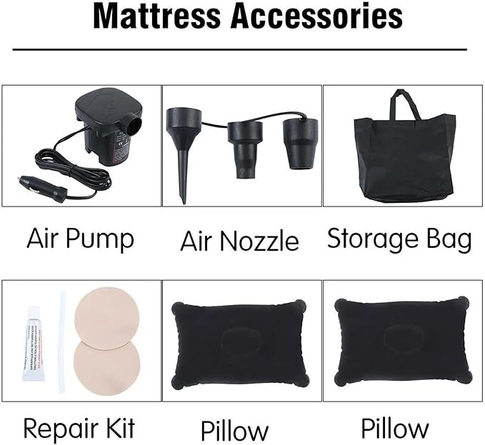 Camping Inflatable Mattress Car Inflatable Travel Mattress Car Back Seat Inflatable Bed Outdoor Camping Sleeping Mat Flocked PVC Inflatable Mattress