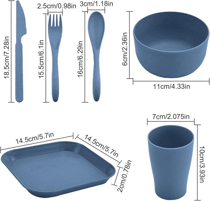 Camping Utensils Camping MessKit Reusable 4-Piece Tableware Set Flatware Cutlery Set for Travel Camping Picnic Outdoor Camping Gear Include KnifeSpoonFork Cutlery SetCupBowlPlate