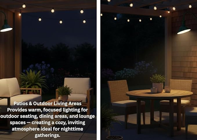 AGB101-AS20-GREEN Gooseneck Barn Light - Green Outdoor Dome with Incandescent Downlight | Wall-Mount Fixture for Patios Gardens Pathways and Large Outdoor Living Spaces