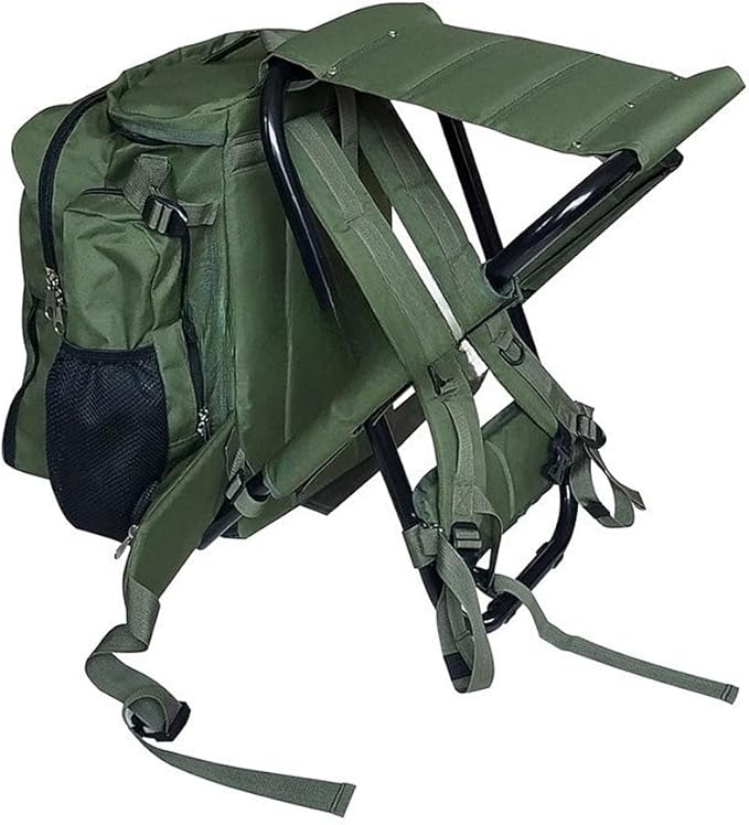UNISTRENGH Folding Backpack Chair Outdoor Cycling Multifunctional Travel Backpack Stools for Beach Fishing Camping (Military Green)