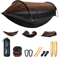 Camping Hammock Tent with Mosquito Net and Sunshade Extra Large for 2 Person Lightweight Hanging Hammocks Tree Straps Bivvy Ground Tent for Outside Hiking and Travel