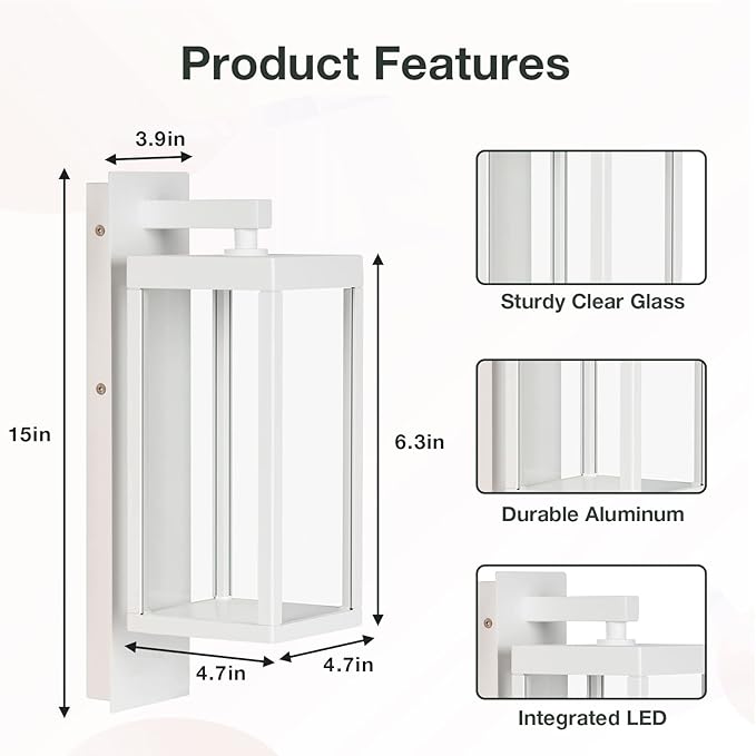 Outdoor Wall Sconce Exterior Waterproof Wall LanternsModern Black Exterior Light Fixture with Clear Glass Shade Anti-Rust Outdoor Wall lamp for Patio Front Door Entryway Garage