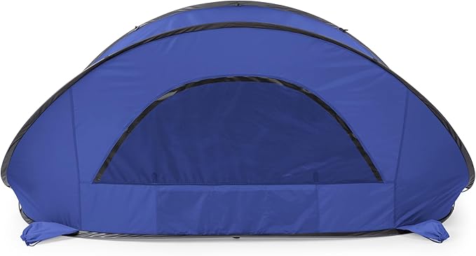 PICNIC TIME Manta Portable Beach Tent Fully-Assembled Pop Up Tent Beach Shade and Sun Shelter Instant Outdoor Shade with Carrying Bag for Outdoors and UPF50+ UV Protection (Blue)