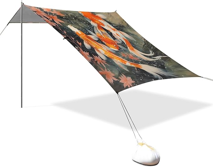 Camping Sun Shelters Lovely Koi Fish in The Water Beach Canopy 126 * 110.2in