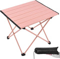 Grope Portable Camping Table with Aluminum Table Top Folding Beach Table Easy to Carry Prefect for Outdoor Picnic BBQ Cooking Festival Beach Home (Pink-L)