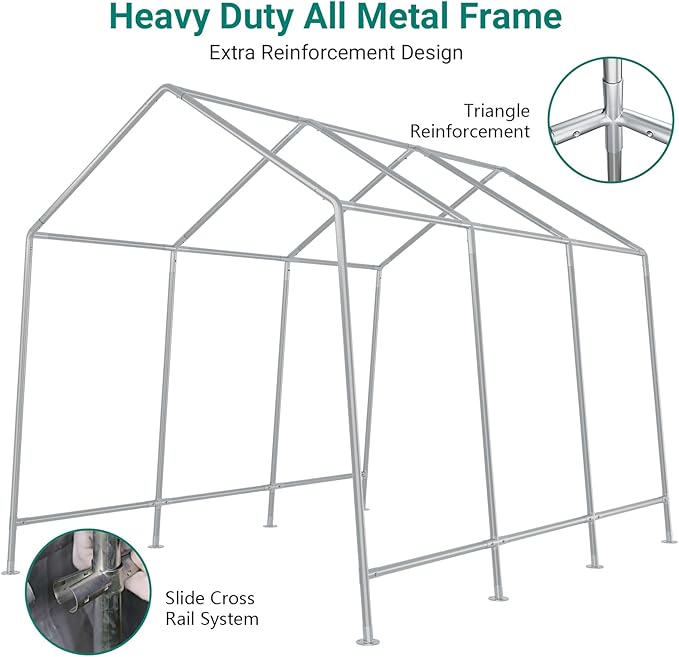 10×15 ft Outdoor Storage Sheds Portable Storage Shelter Shed with Roll up Zipper Doors Waterproof Outside Utility Shed Garage Tent for Motorcycle Bicycles and Camping Tools