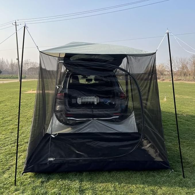 Car Awning Sun Shelter Camping SUV Rear Tent Portable Waterproof Roof Top Tent Canopy for SUV Minivan Hatchback Camping Outdoor Travel (Car Awning Sun Shelter with Mosquito Net)