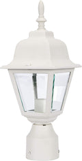 LIT-PaTH Outdoor Post Lighting Fixture Pole Lantern E26 Medium Base Max 60W Aluminum Housing Plus Clear Glass Bulb Not Included Matte White Finish 1-Pack
