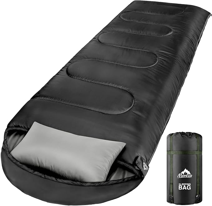 MEREZA 0 Degree Winter Sleeping Bag for Adults Kids with Pillow Cold Weather Sleeping Bag for 4 Season Camping Hiking Backpacking Sleeping Bags for Big and Tall